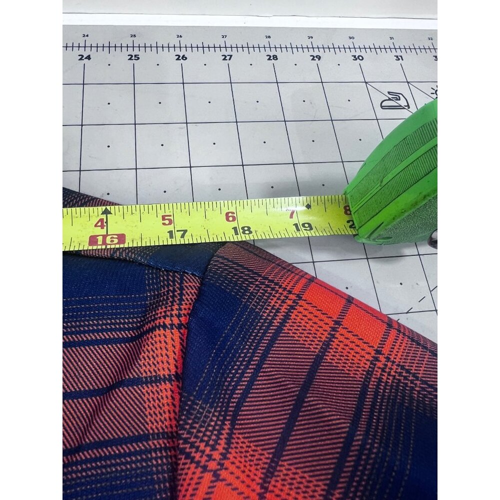 Men's Quilted Flannel Shirt Jacket Plaid Blue & Orange Sz. L Pearl Snap Vintage - Picture 9 of 13